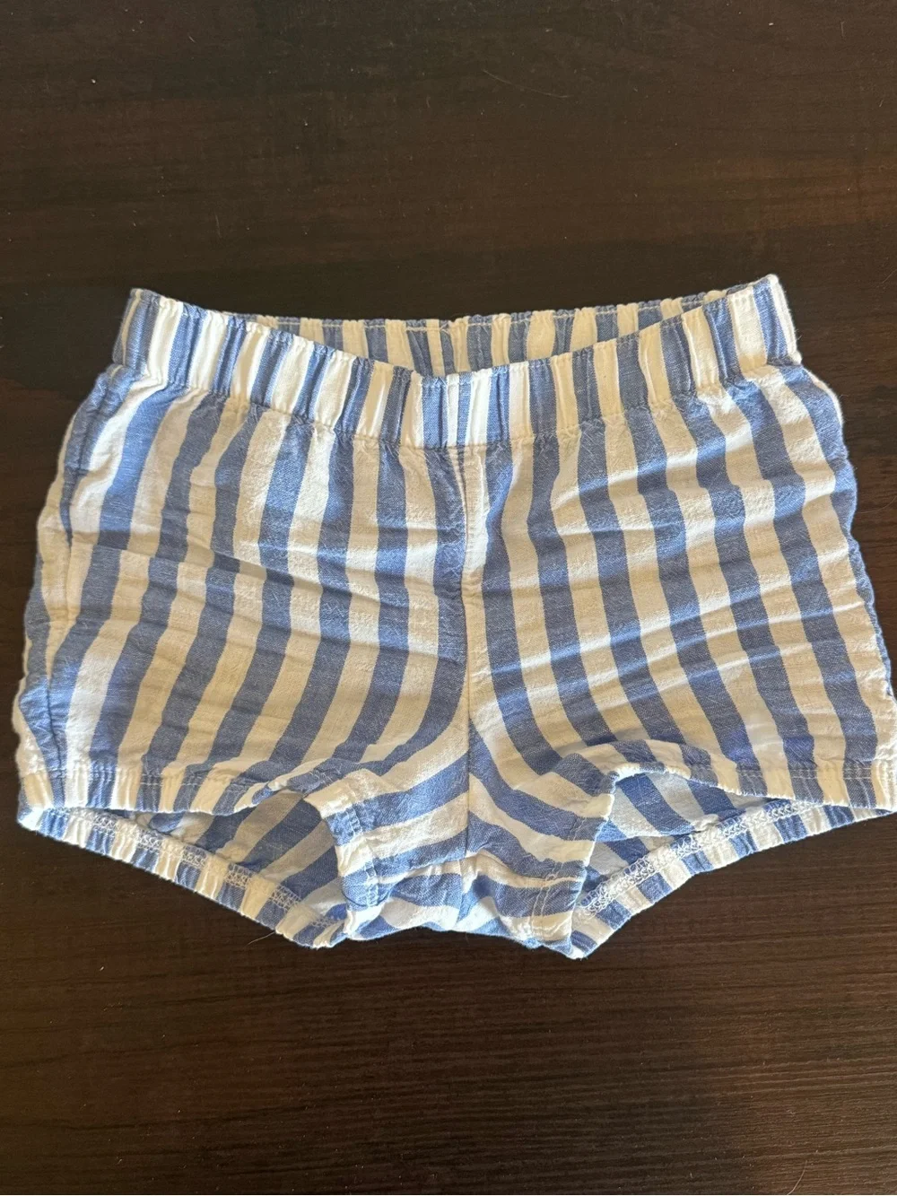 Carter’s | Baby Blue & White Striped Pull-On Bloomer Shorts | 12M